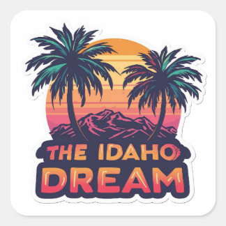 The Idaho Dream American Retro Sunset Vierkante Sticker