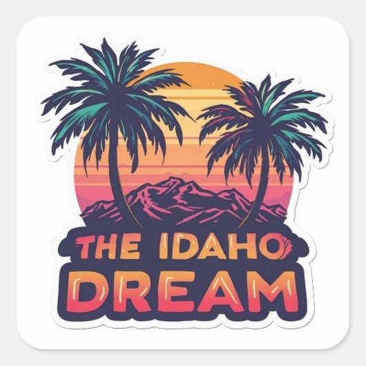 The Idaho Dream American Retro Sunset Vierkante Sticker (Voorkant)