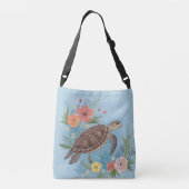 The illustration of a sea turtle crossbody tas (Achterkant)
