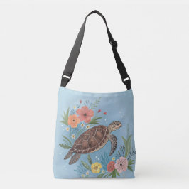 The illustration of a sea turtle crossbody tas