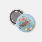 The illustration of a sea turtle magneet (Voorkant / Achterkant)