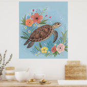 The illustration of a sea turtle poster (Keuken)