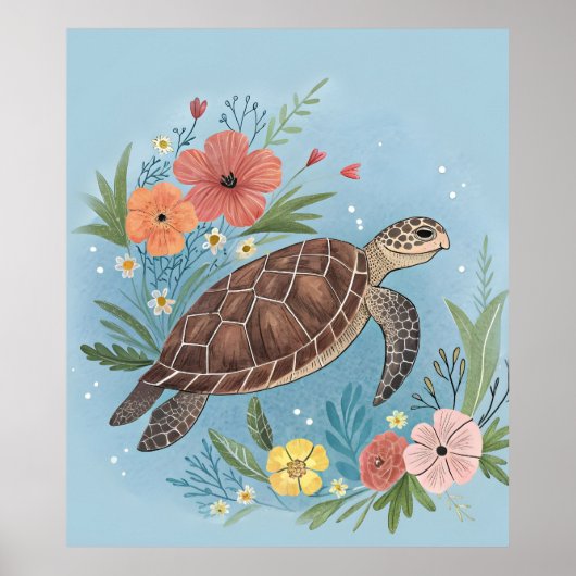 The illustration of a sea turtle poster (Voorkant)