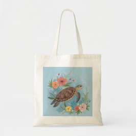 The illustration of a sea turtle tote bag