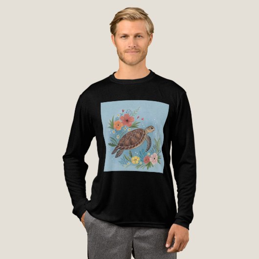 The illustration of a sea turtle Tri-Blend shirt (Voorkant)