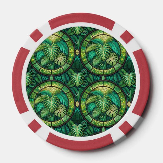 The image shows a poker chip with a vibrant design (Achterkant)