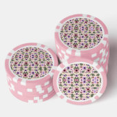 The image shows poker chips with a floral pattern (Opstapeling)