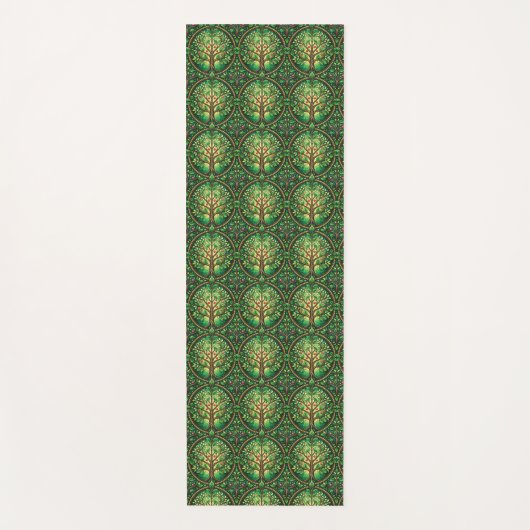 The image shows two views of a patterned yoga mat (Voorkant)