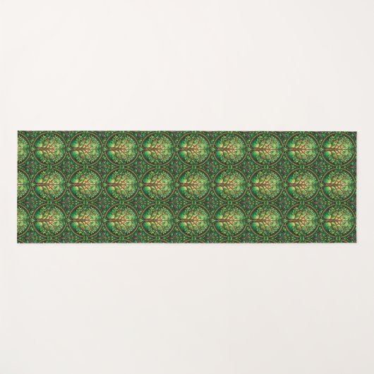 The image shows two views of a patterned yoga mat (Voorkant (horizontaal))