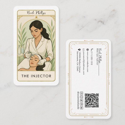 The Injector Med Spa Skin Tarot Social Media QR Visitekaartje (Voorkant / Achterkant)