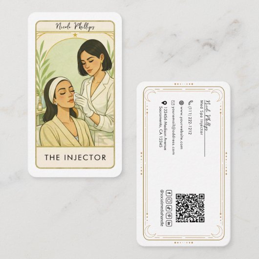The Injector Med Spa Skin Tarot Social Media QR Visitekaartje (Voorkant / Achterkant)