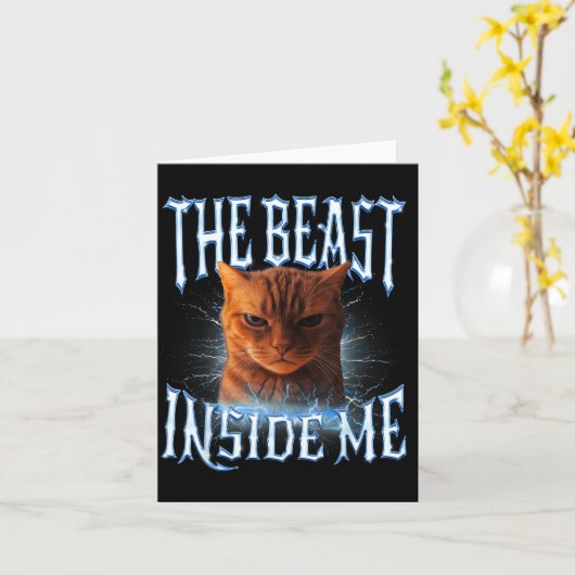 The Inside Me Funny Cat Joke Meme Graphic Kaart (Gele Bloem)