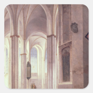 The Interior of the Buurkerk te Utrecht, 1644 Vierkante Sticker