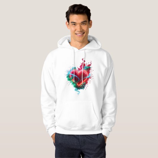 The Jaded Heart on a Long Sleeve White Hoodie (Voorkant volledig)