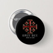 The Jerusalem Cross - ver 1 - Opus Dei - Black Ronde Button 5,7 Cm (Voorkant /achterkant)