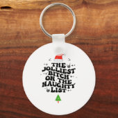 The Jolliest On The Naughty List Funny Christmas Sleutelhanger (Voorkant)