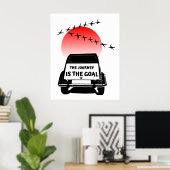 The journey is the goal Sunset - oldtimer 2CV Poster (Thuiskantoor)