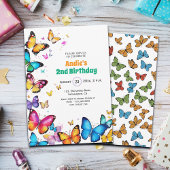 The Joy of Butterflies 2nd Birthday Invitation Kaart