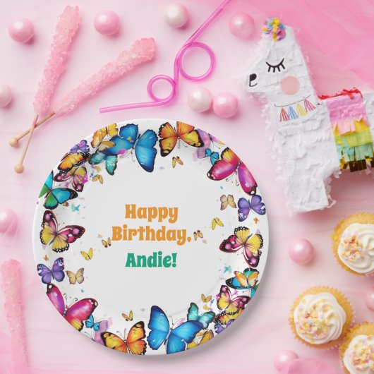 The Joy of Butterflies Birthday Party Papieren Bordje (Feest)