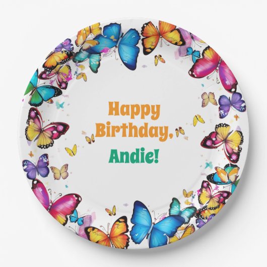 The Joy of Butterflies Birthday Party Papieren Bordje (Voorkant)