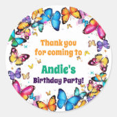 The Joy of Butterflies Birthday Party Ronde Sticker (Voorkant)