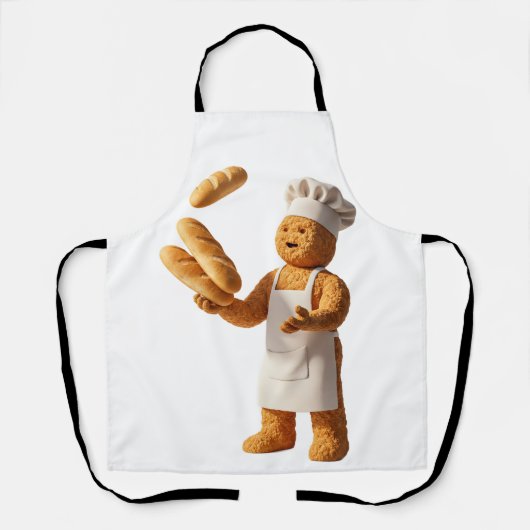 The Juggling Baker Mascot with Baguettes Schort (Voorkant)