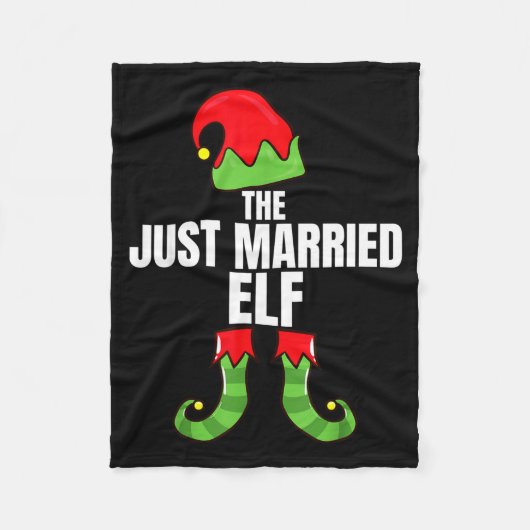 The Just Married Elf Matching Family Christmas Gro Fleece Deken (Voorkant)