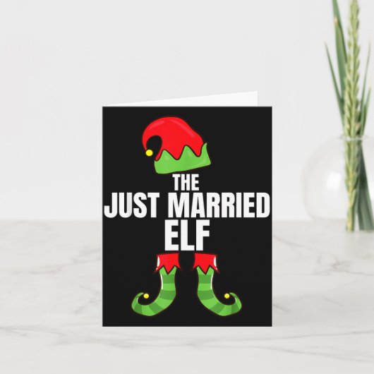 The Just Married Elf Matching Family Christmas Gro Kaart (Voorkant)