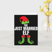 The Just Married Elf Matching Family Christmas Gro Kaart (Gele Bloem)