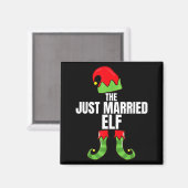 The Just Married Elf Matching Family Christmas Gro Magneet (Voorkant / Achterkant)