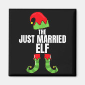 The Just Married Elf Matching Family Christmas Gro Magneet (Voorkant)