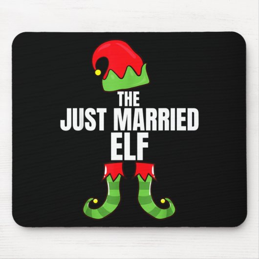 The Just Married Elf Matching Family Christmas Gro Muismat (Voorkant)