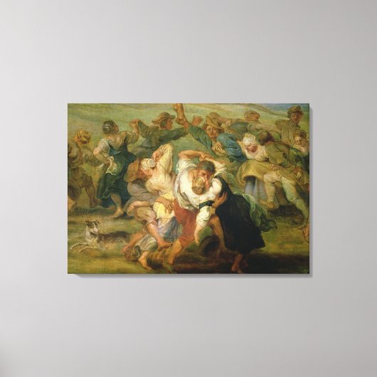 The Kermesse, detail of peasants dansing, c.1635-3 Canvas Afdruk (Voorkant)