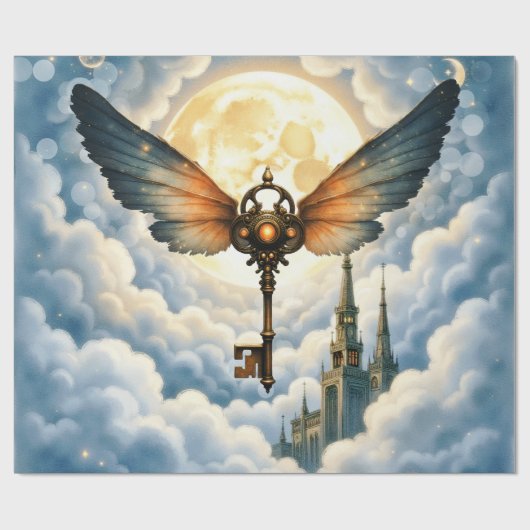 The Key of Eternity – Steampunk Wings  Cadeaupapier (Vlak)