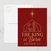 The King Is Born Nativity Christmas Design Feestdagenkaart (Voorkant / Achterkant)