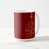 The King Is Born Nativity Christmas Design Koffiemok (Voorkant rechts)