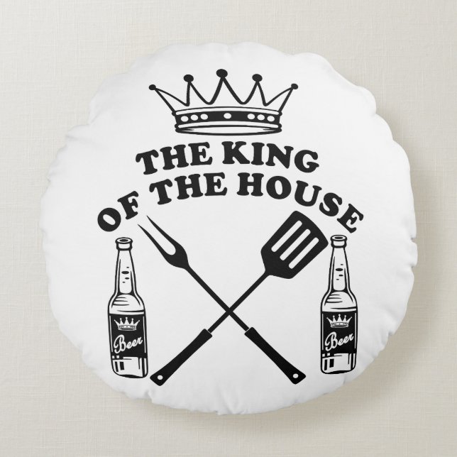 The King of the House Beer Rond Kussen (Voorkant)