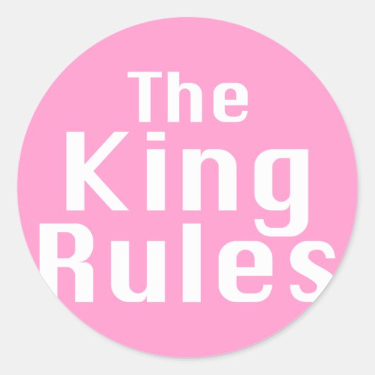 The King Rules Gifts Ronde Sticker (Voorkant)