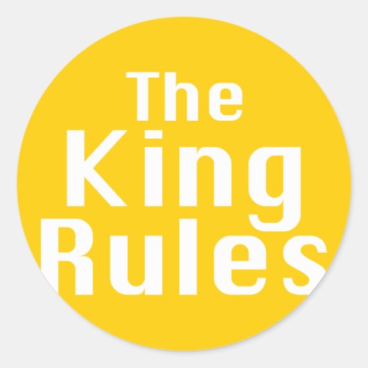 The King Rules Gifts Ronde Sticker (Voorkant)
