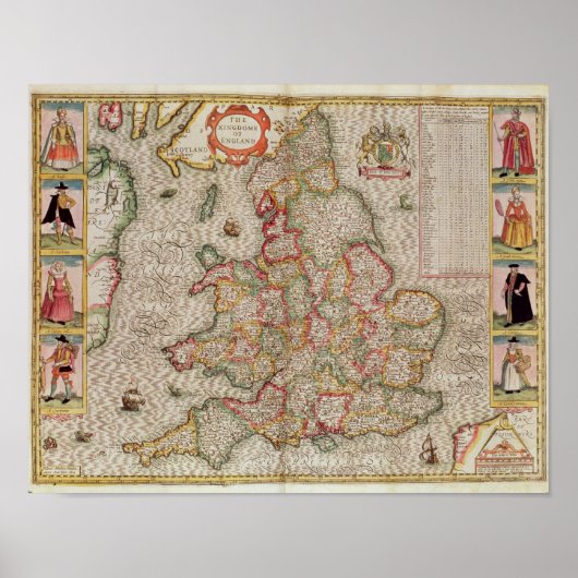 The Kingdome of England, gegraveerd door Jodocus Poster (Voorkant)