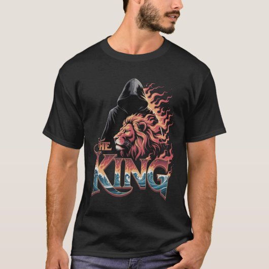 The King's Fire: Hooded Guardian and Flaming Lion T-shirt (Voorkant)