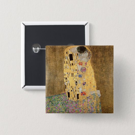 The Kiss, 1907-08 Vierkante Button 5,1 Cm (Voorkant /achterkant)