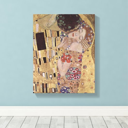 The Kiss Detail - Gustav Klimt Canvas Afdruk (Insitu (Houten vloer))