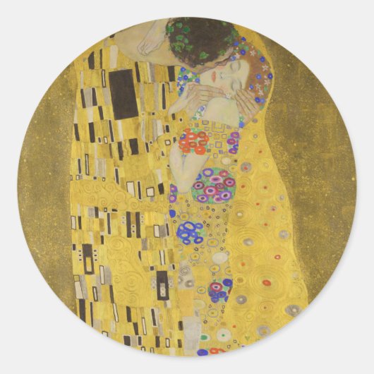 The kiss - Gustav Klimt Ronde Sticker (Voorkant)