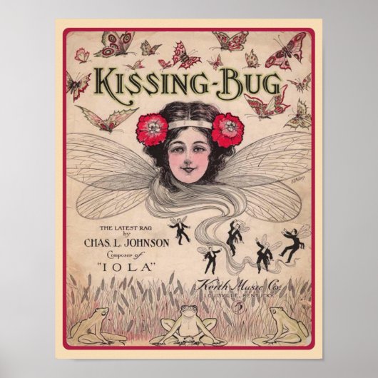 The Kissing Bug 1909 Ragtime Bladmuziek Poster (Voorkant)