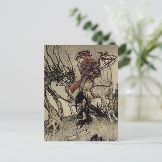 "The Knight and Gnome" van Arthur Rackham Briefkaart (Staand voorkant)