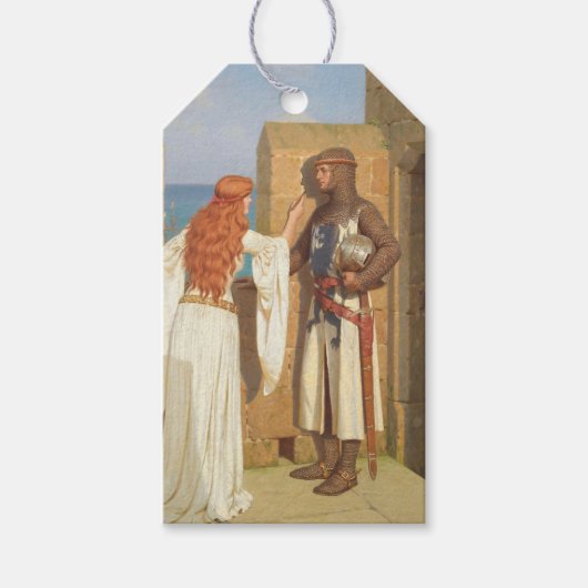 The Knight's Shadow (door Edmund Blair Leighton) Cadeaulabel (Voorkant)