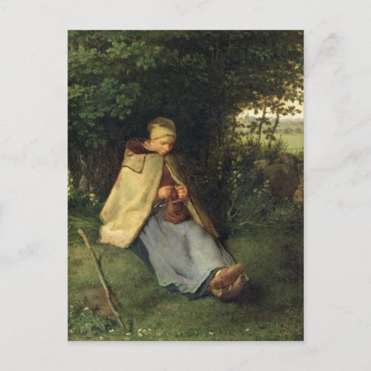 The Knitter of, The Seated Shepherdess, 1858-60 Briefkaart (Voorkant)