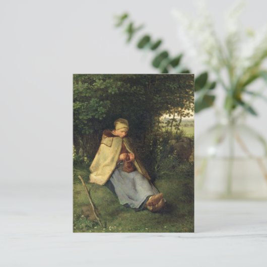 The Knitter of, The Seated Shepherdess, 1858-60 Briefkaart (Staand voorkant)