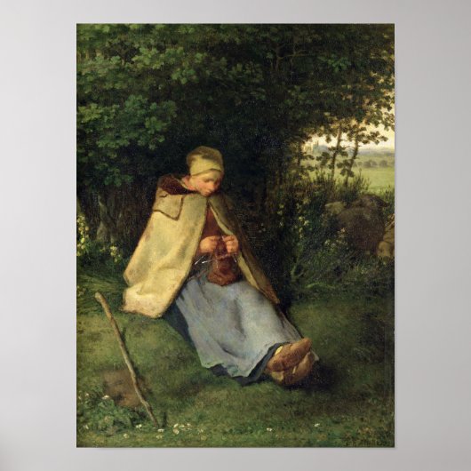The Knitter of, The Seated Shepherdess, 1858-60 Poster (Voorkant)